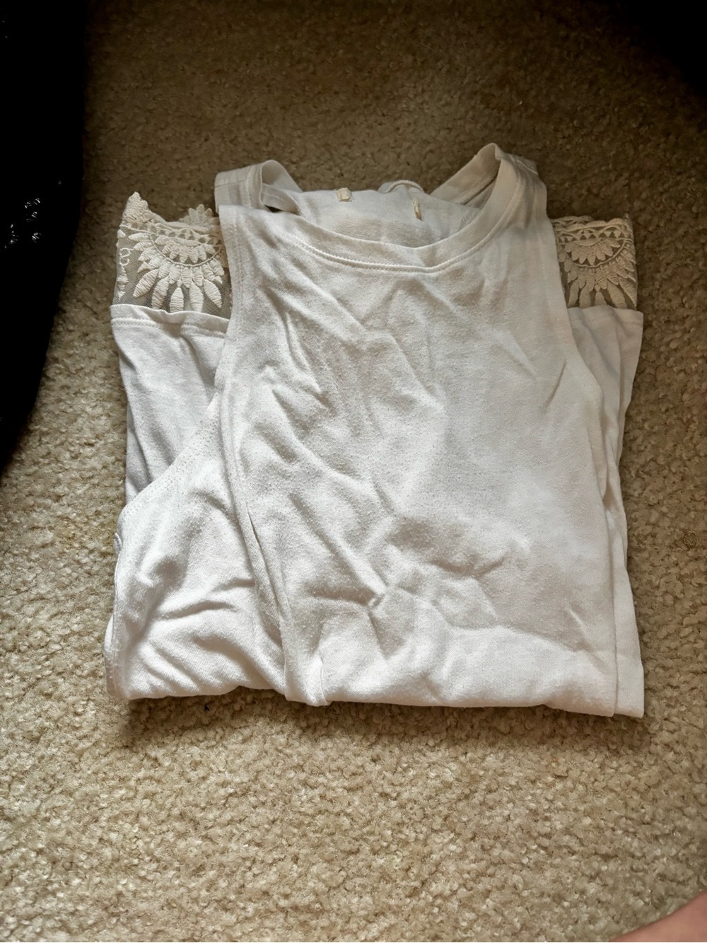Hollister White Lace-Shoulder Tank Top
